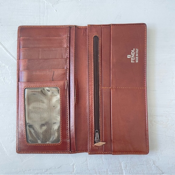 Vintage Fendi Brown Leather Wallet Bifold - Picture 3 of 13